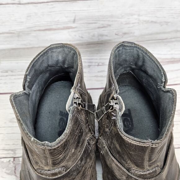 Teva Boots Womens 8.5 Biker Gray Leather Side Zip Round Toe Casual 1008009 - Picture 6 of 7